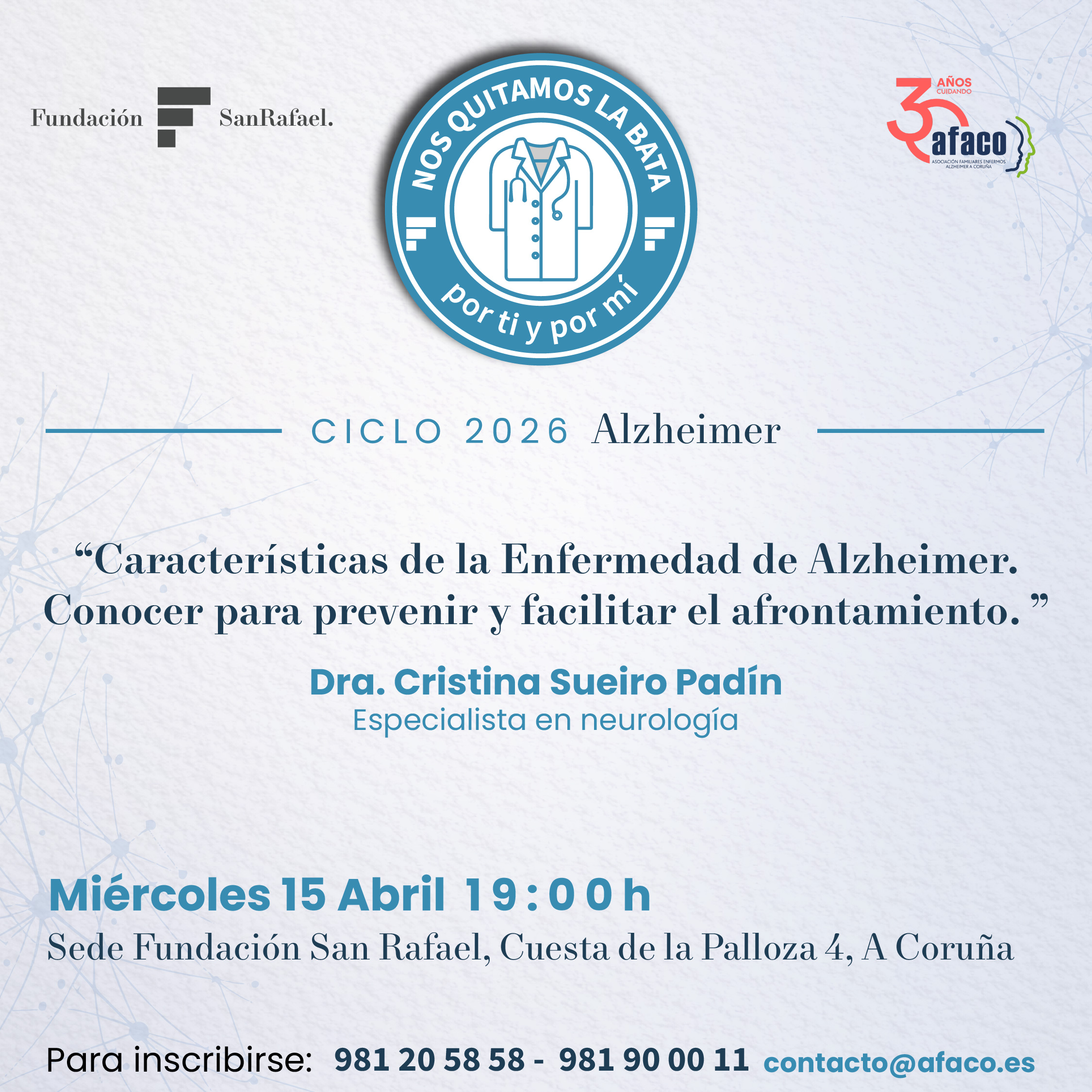 Características de la Enfermedad de Alzheimer. Conocer para prevenir y facilitar el afrontamiento.